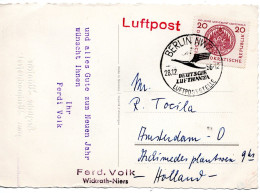 63013 - DDR - 1956 - 20Pfg Uni Greifswald EF A LpAnsKte BERLIN - LUFTPOSTSTELLE -> Niederlande - Briefe U. Dokumente