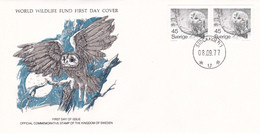 20,0058 Enveloppe FDC 1er Jour 58      WWF  Strix Aluco Hibou Fauve Sverige Suede Zweden 1977-9-8 Bosuil   Tirage Oplaag - FDC