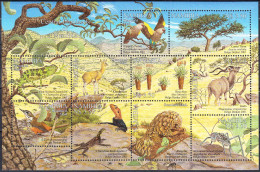 NAMIBIA 2001, BIRDS And ANIMALS In NATURE, COMPLETE MNH SERIES In BLOCK With GOOD QUALITY, *** - Namibie (1990- ...)