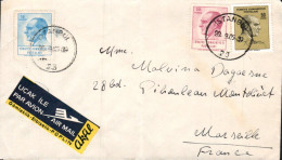 TURQUIE AFFRANCHISSEMENT COMPOSE SUR  LETTRE AVION POUR LA FRANCE 1965 - Storia Postale