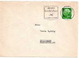 63017 - Bund - 1959 - 10Pfg Heuss I EF A OrtsBf GOETTINGEN - 40 JAHRE DEUTSCHE LUFTPOST ... - Storia Postale