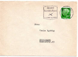 63017 - Bund - 1959 - 10Pfg Heuss I EF A OrtsBf GOETTINGEN - 40 JAHRE DEUTSCHE LUFTPOST ... - Cartas & Documentos