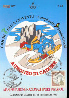Cartolina Ufficiale Giochi Della Gioventù Sport Invernali Auronzo Di Cadore 1995 Con Annullo A Tema - Sci