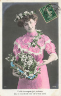 FANTAISIES - Femmes - Muguet Joli Parfumé - Femme à Robe Rose - Carte Postale Ancienne - Vrouwen