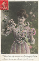 FANTAISIES - Femmes - Fleurs Roses - Carte Postale Ancienne - Mujeres