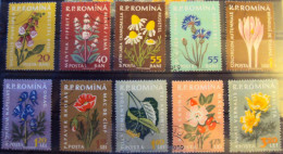 Rumänien, 1958, Mi 1721-30 Heilpflanzem, 40 Ban  Statt Bani , Abart, Gestempelt, Satz Ist Jedoch Komplett - Variétés Et Curiosités