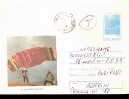 INTERO POSTALE VIAGGIATO - POSTA ROMANA  1996 Parachuting Paracadute - Paracadutismo