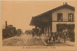 - Sarthe -ref-975- Marolles Les Braults - La Gare - Gares - Train- Trains - Ligne De Chemin De Fer -edit. Adol N° 1137 - - Marolles-les-Braults