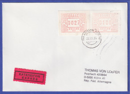 Griechenland: Frama-ATM 1. Ausgabe 1984, Nr. 001 Werte 0027 / 0100 FDC O Rhodos - Automaatzegels [ATM]