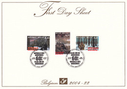 13,2004-022 A6 2004-022 3329 3331    Remember Bastogne First Day Sheet FDS 3-11-2004 60 Ans Bataille Des Ardennes  Tirag - 1991-2000