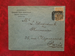 Occupation RUSSE EN FINLANDE ENTETE ADMINISTRACYA BIBLIOTEKI DZIET WYBOROWYCH WARZAWA  POUR PARIS - Cartas & Documentos