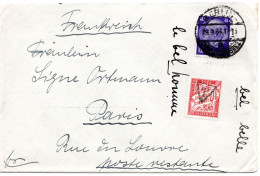 63052 - Deutsches Reich - 1933 - 40Pfg Hindenburg Violett EF A Bf BERLIN -> Frankreich, M 30c Postlagergebuehr - 1859-1959 Cartas & Documentos