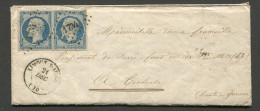 Lettre De Limoux Sur Aude 1853 2 N° 10 25 C Bleu Avec Correspondance Pour Pensionnat Du Sacré Coeur à Toulouse - 1852 Louis-Napoléon