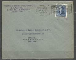 Belgique - Albert Ier Casqué - N°171 25c.bleu Sur Lettre De Bruxelles à Zürich (Suisse) - 1919-1920  Cascos De Trinchera