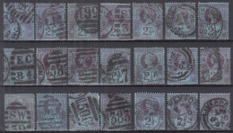 Great Britain GB / UK 1887 ⁕ QV Jubilee Issue 50th 2½d Mi.89 / SG 201 ⁕ 21v Used / Shades / Nice Postmark - Used Stamps