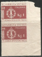 RSI Pacchi Postali Militari Soldiers Parcel Post 1Kg Value #LP1 No Gum Coppia Angolo Foglio / Pair Sheet Corner - Postpaketten