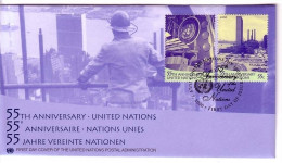 UNO NEW YORK MI-NR. 837-838 FDC 55 JAHRE VEREINTE NATIONEN 2000 - FDC