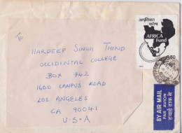 Inde India Lettre Timbre Africa Fund 1987 Stamp Air Mail Cover - Covers & Documents