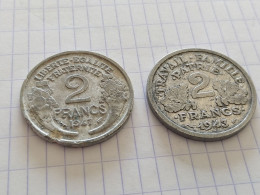 3 Pièces De 2 Francs République Française 1943 -1947 - 1956 - Andere & Zonder Classificatie