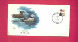 Lettre De 1983 Des USA EUAN - AIgrette Neigeuse - Steller's Eider - Kraanvogels En Kraanvogelachtigen