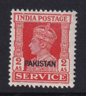 Pakistan: 1947   Official - KGVI 'Pakistan' OVPT    SG O6    2a     MH - Pakistan