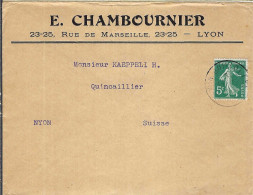 FRANCE Ca.1908: LSC De Marseille à Nyon (Suisse) Avec Le Y&T 137, Tarif Des Imprimés - 1900-29 Blanc