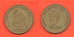 Caraibi 1 One Dollar 1986 Carribean States Bronze Coin Britanniques D'outre-mer C 7 - Britse Caribische Gebieden