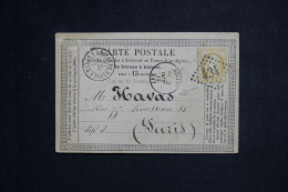 FRANCE - Carte Précurseur De Belley Pour L'Agence Havas De Paris En 1875 - L 150182 - Precursor Cards