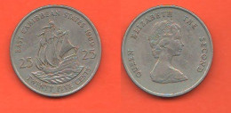 Caraibi 25 Cents 1989 Carribean States Nichel Coin Britanniques D'outre-mer C 7 - Britse Caribische Gebieden