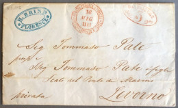 Italie, Lettre De Florence 14.5.1856 Pour Livourne, Voir Cachet - (B3887) - Zonder Classificatie