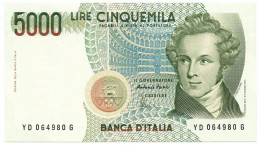 5000 LIRE BANCA D'ITALIA VINCENZO BELLINI LETTERA D 26/11/1996 FDS-/FDS - Otros & Sin Clasificación