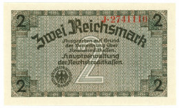 2 REICHSMARK OCCUPAZIONE TEDESCA ITALIA REICHSKREDITKASSEN 1943 FDS - Occupazione Alleata Seconda Guerra Mondiale