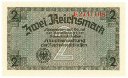 2 REICHSMARK OCCUPAZIONE TEDESCA ITALIA REICHSKREDITKASSEN 1943 FDS - Ocupación Aliados Segunda Guerra Mundial