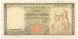 50000 LIRE BANCA D'ITALIA LEONARDO DA VINCI MEDUSA 16/05/1972 BB/SPL - Autres & Non Classés