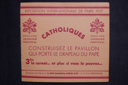 FRANCE - Carnet De Vignettes Catholiques Lors De L'Exposition Internationale De 1937  - L 150192 - Blokken & Postzegelboekjes