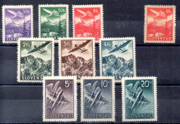 Eslovaquia Series Aéreo Nº Yvert 1/6 + 7/09 + 3 Variedad De Color * - Unused Stamps