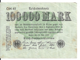 ALLEMAGNE 100000 MARK 1923 VF P 91 - 100000 Mark