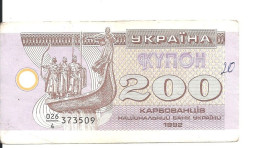 UKRAINE 200 KARBOVANTSIV 1992 VF P 89 - Ucrania