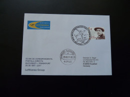 Lettre Premier Vol First Flight Cover Bukarest Romania To Frankfurt Airbus A320 Lufthansa 2017 - Brieven En Documenten