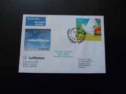 Lettre Premier Vol First Flight Cover Boston Munchen Airbus A350 Lufthansa 2017 - Cartas & Documentos