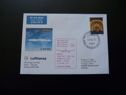 Lettre Premier Vol First Flight Cover Delhi India To Munchen Airbus A350 Lufthansa 2017 - Covers & Documents