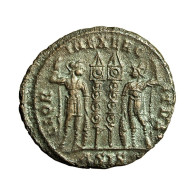 Roman Coin Constantius II Siscia AE18mm Gloria Exercitus Two Soldiers 04240 - L'Empire Chrétien (307 à 363)