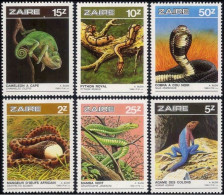 ZAIRE 1986 REPTILES SNAKES LIZARDS NATURE WILDLIFE COMPLETE SET MNH - Snakes