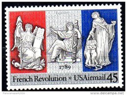 Emission Commune France Etats-Unis 1989 Bicentenaire De La Déclaration Des Droits De L'Homme Yvert PA114 Cote 3 Euro - Emissions Communes