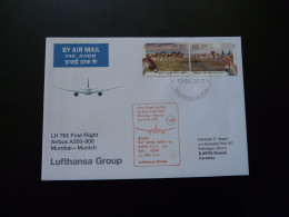 Lettre Premier Vol First Flight Cover Mumbai India To Munchen Airbus A350 Lufthansa 2017 - Briefe U. Dokumente