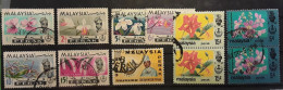 MALAYSIA MALAYA PERAK Sultan Idris Shah , 11 Timbres  Fleurs Flowers Dont 2 Paires , Obl VFU , TB - Perak