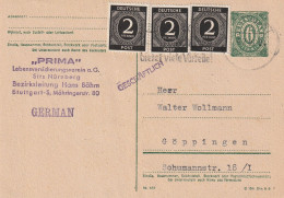 Allemagne Zone AAS Entier Postal Stuttgart 1946 - Enteros Postales