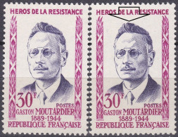 18184 Variété : N° 1202  Gaston Moutardier Double-frappe Partielle Du Violet + Normal ** - Unused Stamps