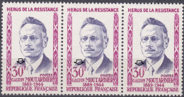 18185 Variété : N° 1202  Gaston Moutardier Faciale évidée 3 états Se Tenant ** - Unused Stamps