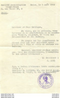 SOCIETE ARCHEOLOGIQUE GALLO BELGE 1952 COMMISSION BIBRAX  COURRIER ET ENVELOPPE - Documents Historiques